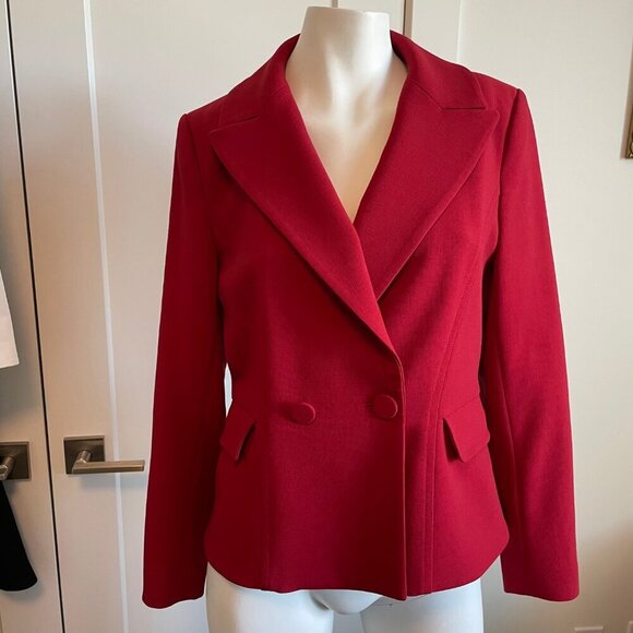 Judith & Charles Classic Double Breasted Notch Collar Wool Blazer Red Sz 12 - Picture 14 of 14